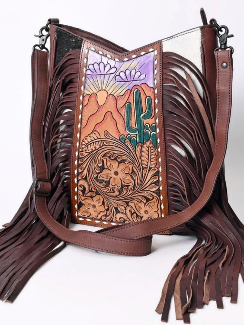 American Darling Desert at Dusk Fringe Tooled Crossbody - Picture 5 of 7